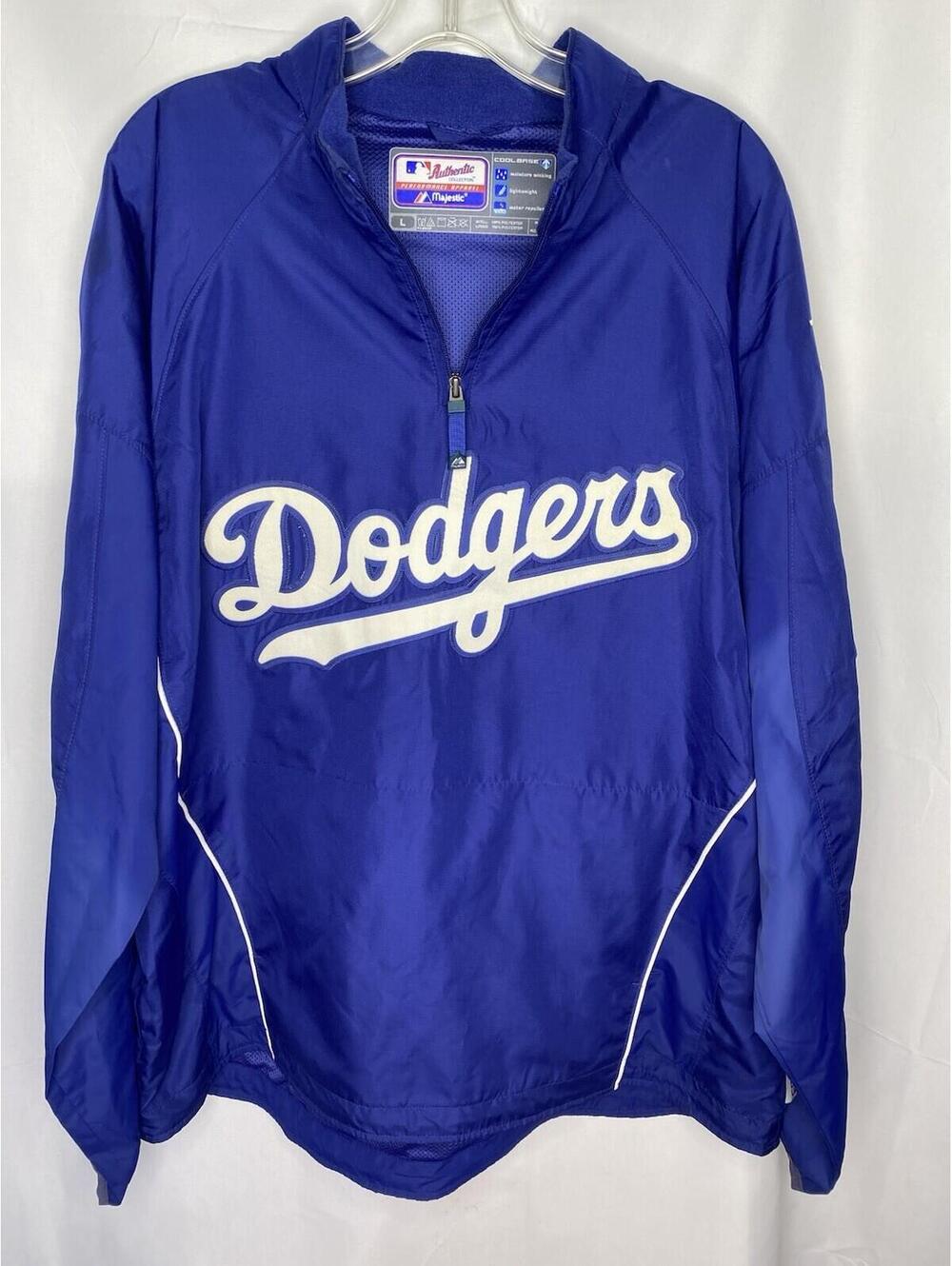 Majestic Authentic Los Angeles Dodgers Wind Breaker Cool Base Jacket Large Blue